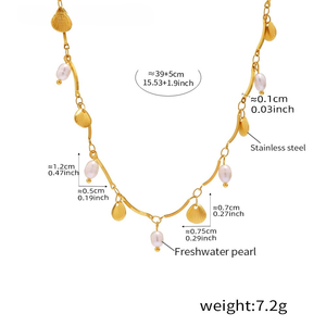 สร้อยคอไข่มุกน้ำจืดทันสมัยเปลือกสีทองขนาดเล็กดีไซน์สร้างสรรค์เครื่องประดับแฟชั่นยุโรปอเมริกา - Product Image 5