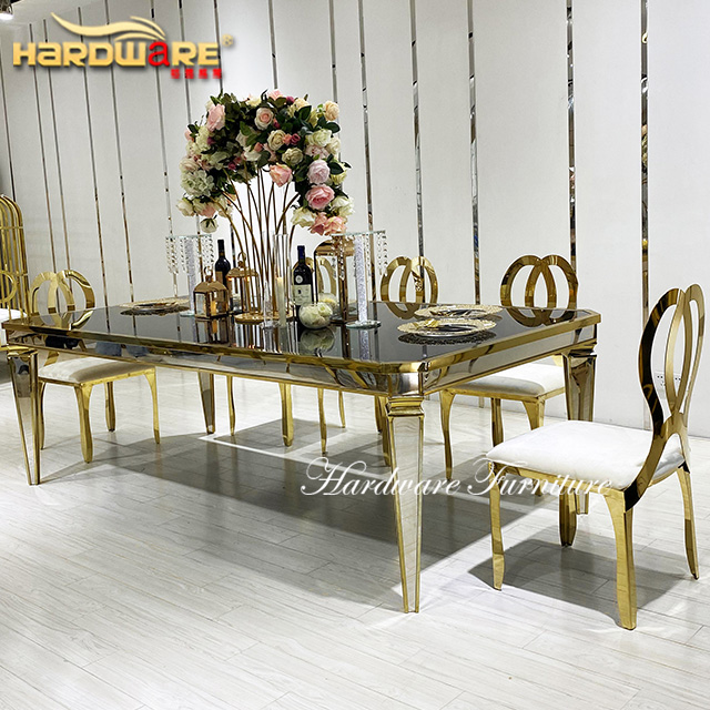 Праздничный свадебный Банкетный античный зеркальный стеклянный Золотой зеркальный обеденный стол