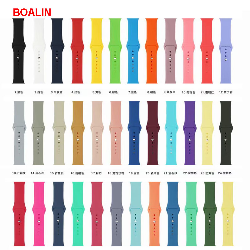 Ремешок силиконовый для Apple Watch band 38 40 42 44 мм, резиновый силиконовый Браслет для Apple Watch 44 мм