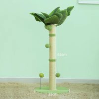 Arbre à chat en bois marron avec feuilles, structure d'escalade et griffoir, modèle Real Tree Tower