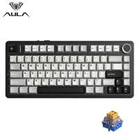 Teclado para Juegos AULA F75 HE Tri-Modo con Interruptor Magnético de Efecto Hall, Diseño 75%, 8KHz RGB, Hot Swap, USB-C, con Perilla Metálica