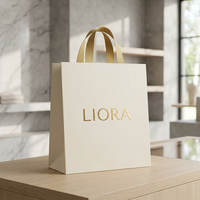 Sacs cadeaux personnalisés en papier d'art biodégradable et recyclable, gaufrés, avec poignées de luxe, mini-sacs d'emballage imprimés avec logos
