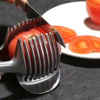 Draagbare Ronde Fruitsnijmachine Metaal Aluminium Ui Houder Handmatige Splinter Tomaat Snijmachine