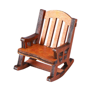 Mini chaise à bascule en bois Mystique Arts, ornement de bureau, style classique, figurine décorative pour micro-paysage - Product Image 5