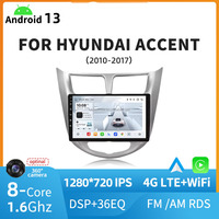 Radio para Auto Android de 9 Pulgadas con Carplay, 1280*720 IPS, 4G LTE, Compatible con Android 13, para Hyundai Accent 2010-2017
