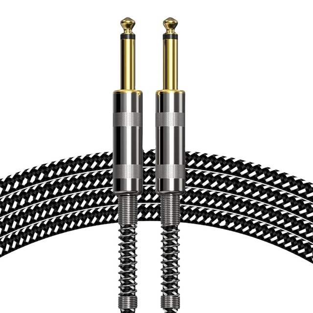 Profession TS Guitar Instrument Cable Custom Straight Male to Male 6.35mm Jack with Alloy Connector Nylon Braid for Bass Guitars