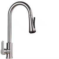 Robinet de cuisine à capteur monocommande en acier inoxydable gris anthracite, style classique moderne, avec douchette extractible à trois fonctions pour évier