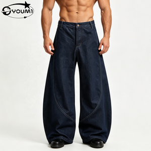 <span class=keywords><strong>Jeans</strong></span> da <span class=keywords><strong>Uomo</strong></span> Oversize in Denim con Pannelli Curvi, Gamba Larga, Stile Streetwear, Vestibilità Ampia e <span class=keywords><strong>Vita</strong></span> <span class=keywords><strong>Bassa</strong></span>, Personalizzabili ODM dal Produttore - Product Image 1