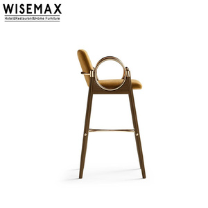 MUEBLES WISEMAX, Muebles de Bar de Lujo, Silla Alta de Tela de Terciopelo, Taburetes de Madera Maciza y Metal <span class=keywords><strong>para</strong></span> Cafetería, Barra de Hotel - Product Image 6