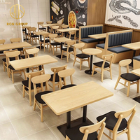 Bancs de stand en chêne restauration rapide canapé carré café café commercial meubles de restaurant en bois table et chaise ensemble de sièges de stand