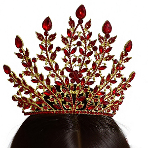 Corona de <span class=keywords><strong>Miss</strong></span> Universo para Adultos, Coronas y Tiaras de Reina de Belleza, Rojo, Azul, Verde con Diamantes, Color Oro Rosa, Tiara de Boda - Product Image 3