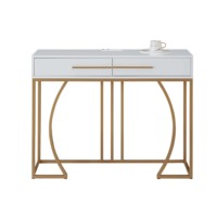 Table console en MDF contemporain Design moderne Peinture à l'eau Revêtement en poudre dorée Tubes métalliques pour l'entrée du salon Caractéristique de stockage
