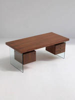 Bureau de style vintage en verre, rétro, Wabi-Sabi, minimaliste, moderne, simple, pour usage commercial, rectangulaire, mobilier de bureau Geju Tab436534