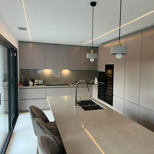 تصاميم خزائن مطبخ حديثة بدون مقابض بلمعة عالية وغير لامعة، خزائن مطبخ مسطحة صنع في الصين - Product Image 1