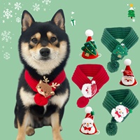 Écharpe tricotée de Noël pour animaux de compagnie, motif Père Noël, bonhomme de neige, renne, sapin, collier pour petit chien ou chat, accessoires de costume d'hiver pour animaux de compagnie