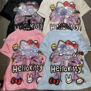 Alta calidad Bling Rhinestones 100 algodón Oversize mujeres camisetas - Product Image 2