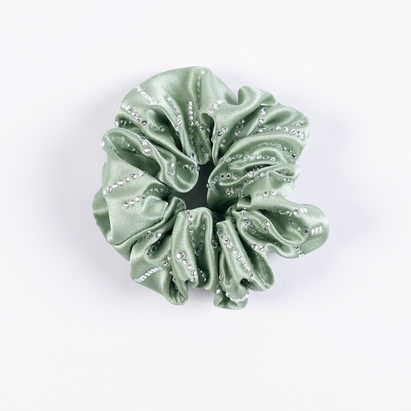 Bean paste green Silk Scrunchie 4cm