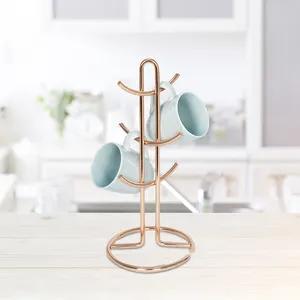 Lanejoy Metal Tree Stand Tree-Shaped Cup Holder Gold Mug Tree Holder Stand With Steel Hooks