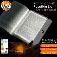 Lampe de lecture plate minimaliste rechargeable USB Type-C DC LED, anti-éblouissement, 3 températures de couleur, gradation progressive, minuterie
