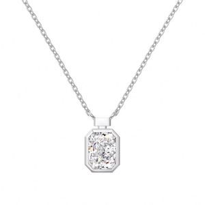 Dylam Luxury Fine Jewelry S925 Silver Solitaire Rectangle 8A Crushed <b>Iced</b> Out Cut Cubic Zirconia Pendant Necklace for Women - Product Image 1
