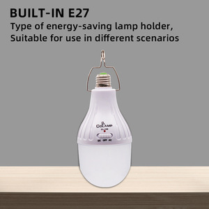 مصباح LED قابل لإعادة الشحن بتيار مستمر/متردد E27 B22 مع خطاف معدني للتخييم الخارجي، بطارية كبيرة السعة 150 واط 300 لومن - Product Image 6