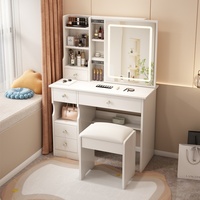 Coiffeuse Moderne Tendance avec Panneaux, Meuble de Rangement Multifonctionnel, Table de Maquillage pour Usage Domestique avec Grand Miroir, Chambre Parentale, Vente en Gros
