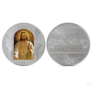 Personalizado de alta Qualidade Barato de Ouro e de Prata do Metal Lembrança Antiga Moeda De Cobre Comemorativa Moeda de Jesus Cristo