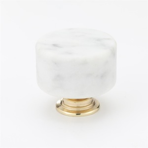 Poignée de porte de placard cylindrique moderne et minimaliste, bouton en alliage d'aluminium de style nordique de luxe léger avec marbre artificiel - Product Image 5