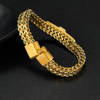 Bracelet tendance en acier inoxydable plaqué or 18 carats avec chaîne cubaine et arbre de vie, style hip-hop, pour homme