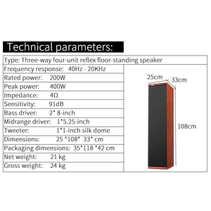 Hệ thống âm thanh vòm gia đình 2.0 Loa tháp Hi-Fi dành cho gia đình, Âm thanh cao cấp, Loa stereo đứng phía trước - Product Image 6