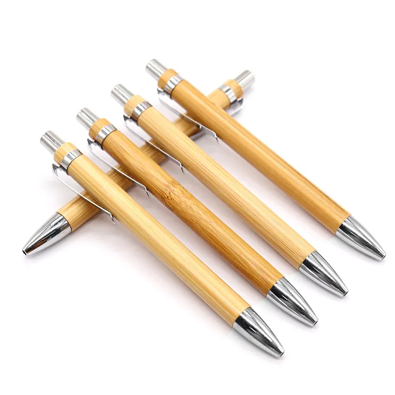 Recycelte Klick umwelt freundliche Bambus stifte mit hochwertigen personal isierten Werbe holz benutzer definierte Logo Kugelschreiber Kugelschreiber Geschenk
