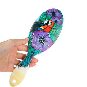 Brosse à cheveux ovale à coussin d'air en nylon pour massage du cuir chevelu, pour lisser les cheveux longs, usage domestique, avec motifs flamant rose et perroquet - Product Image 4