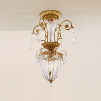 Jewellerytop Rococo Vintage Indoor Lighting Plafonnier en cristal de verre de luxe Plafonnier Semi Flush Classic