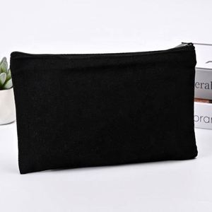 Wholesale Custom Logo Natural Beige With Colored Small Make up Zipper Pencil Cotton Canvas Pouch Bag - Product Image 4