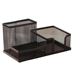 2024 hot sale good quality wire mesh metal 3 compartments desk organizer accessories set for office hotel school supplies