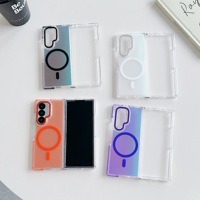 Étui de téléphone durable et coloré dégradé pour Samsung Galaxy Z Fold 7, compatible avec la recharge sans fil, coque translucide givrée magnétique