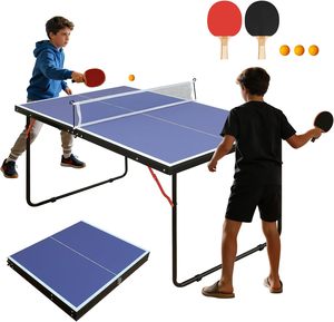 Mesa de Ping Pong/Tenis de Mesa Plegable Portátil con Marco de Acero MDF, Ecológica, Certificada por la CE, para Uso en Interiores/Exteriores - Product Image 1
