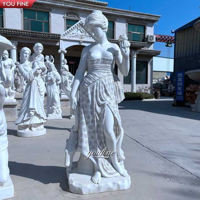 Outdoor Garden Modern Marble Dress Lady Sculpture Statue