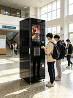 Distributeur automatique de café commercial vertical, du grain à la tasse, avec système de paiement multiple et écran tactile intelligent