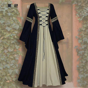 Robe longue à col carré européenne et américaine, style gothique rétro médiéval, robe de cour, <span class=keywords><strong>grande</strong></span> <span class=keywords><strong>taille</strong></span> - Product Image 3