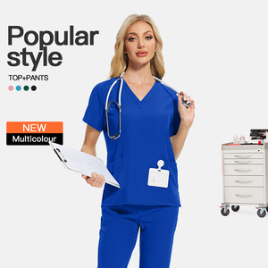 ชุดสครับชุดยูนิฟอร์มทางการแพทย์ใส่สบายสำหรับผู้หญิงผู้ชายชุดขัดตรงคอวีสำหรับร้านเสริมสวยคลินิกขายส่งปรับแต่งแบรนด์ได้ - Product Image 1