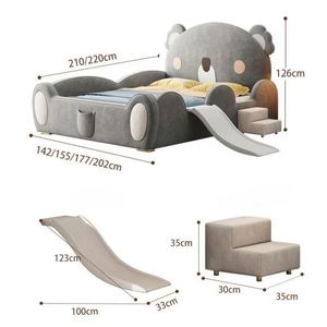 Cama Moderna y Cómoda con Diseño de Koala para Niños, con Tobogán, Tapizada, con Protección Anticaídas, Barandilla Completa Incluida, Cama de Madera de Lujo para Niños Pequeños - Product Image 5