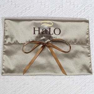 定制豪华红色缎面信封假发发饰系列包装袋带徽标柔软丝绸礼品化妆品内衣防尘缎面袋 - Product Image 2