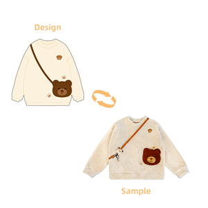 Áo hoodie nỉ dày giữ ấm kiểu Pháp có túi hình gấu, áo len nỉ tùy chỉnh dành cho nữ với thú nhồi bông - Product Image 4