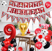 Ballons en latex imprimés avec bannière Joyeux Anniversaire Football, ballons en aluminium 0-9 en forme de maillot et de trophée, cadeau pour les fournitures de fête d'anniversaire des enfants