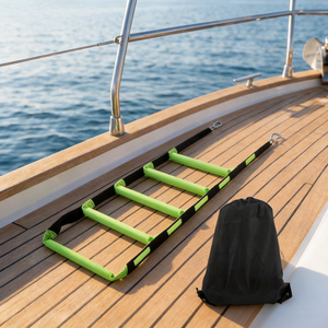 Nuova Scala Pieghevole in Corda Marina con Ganci in Acciaio Inox per Yacht e Barche, Gradini Portatili per <span class=keywords><strong>Attracco</strong></span>, Colore Arancione e Verde - Product Image 3