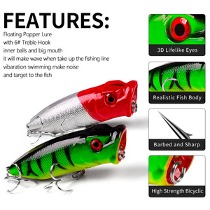 Señuelo flotante <span class=keywords><strong>Hessen</strong></span> de 7.3cm y 11g, tipo popper, para pesca de salmón y peces de agua dulce. - Product Image 5