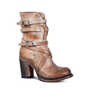 Zapatos de tacón medio español para mujer, botas largas de cuero, tacón alto, zapatos de invierno, novedad de 2022 - Product Image 1