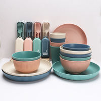 Ensemble de vaisselle portable écologique en paille de blé, motif fruits, assiette, tasse et bol à riz pour le camping et les pique-niques, cadeau idéal