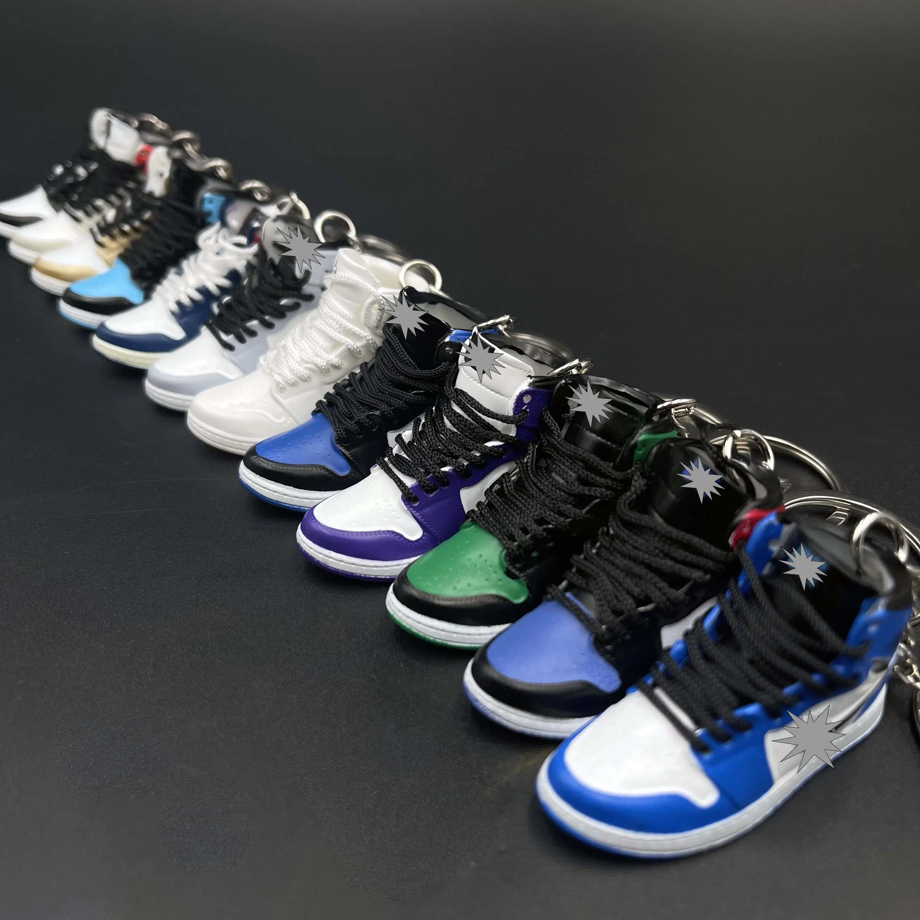 Wholesale Custom Plastic PVC Rubber YZY 350 v2 Air AJ 1 OW Basketball Shoe Sneaker Keychain With Mini box